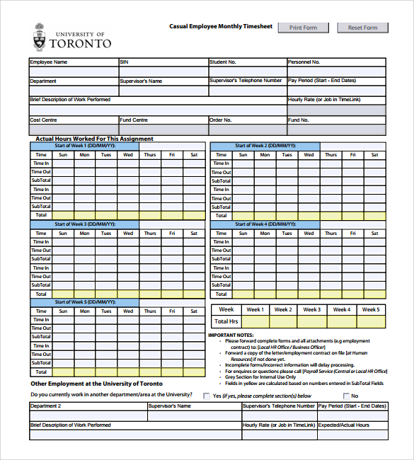 8 sample payroll timesheets sample templates