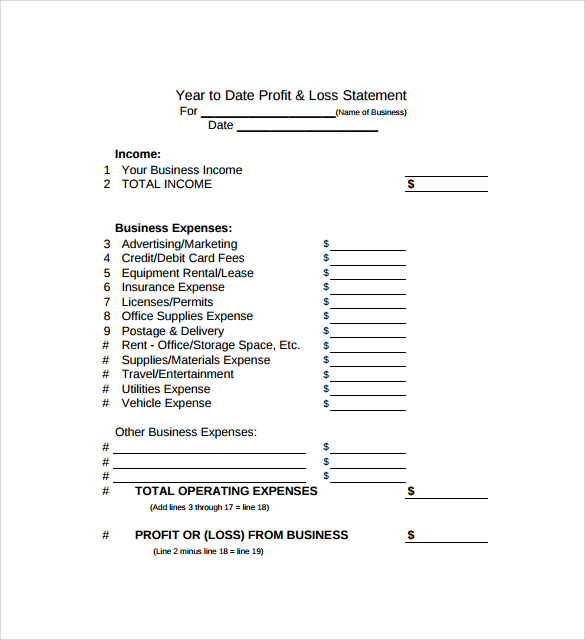 FREE 12 Sample Profit And Loss Statement Templates In Google Docs MS 