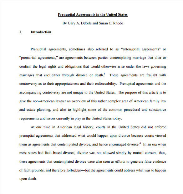 prenupital agreement example