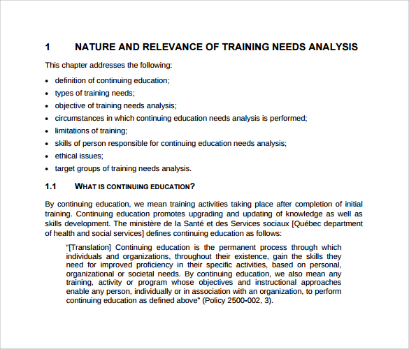 relevance of training needs assessment 