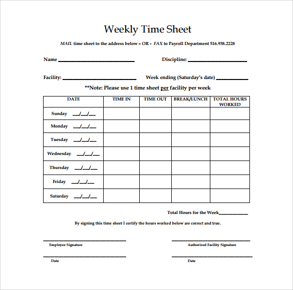 free download weekly timesheet template