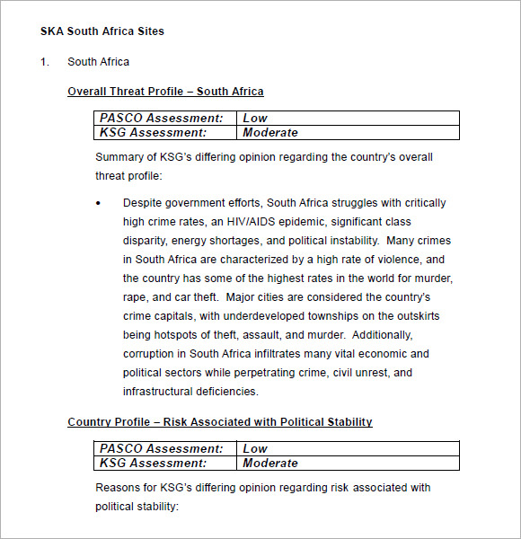 6 Sample Security Assessment Pdf Doc Sample Templates 2992