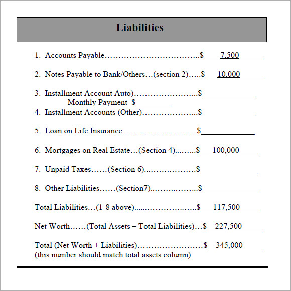 Sample Personal Financial Statement - 7+ Documents in Word 