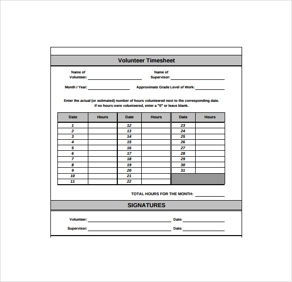 simple volunteer timesheet template1