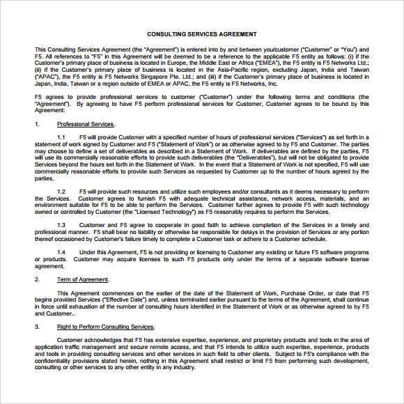 consulting service agreement to print