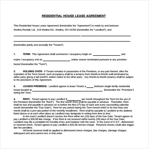 10 Sample House Lease Agreements Sample Templates Download Free 