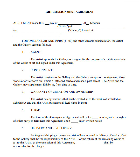 consignment agreement template