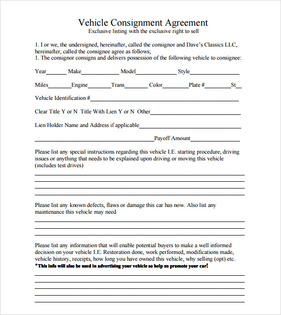 consignment agreement format