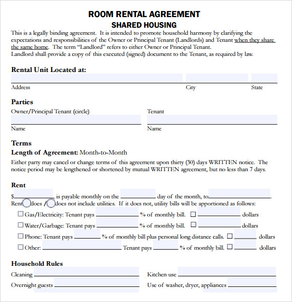 Employee Housing Agreement Template