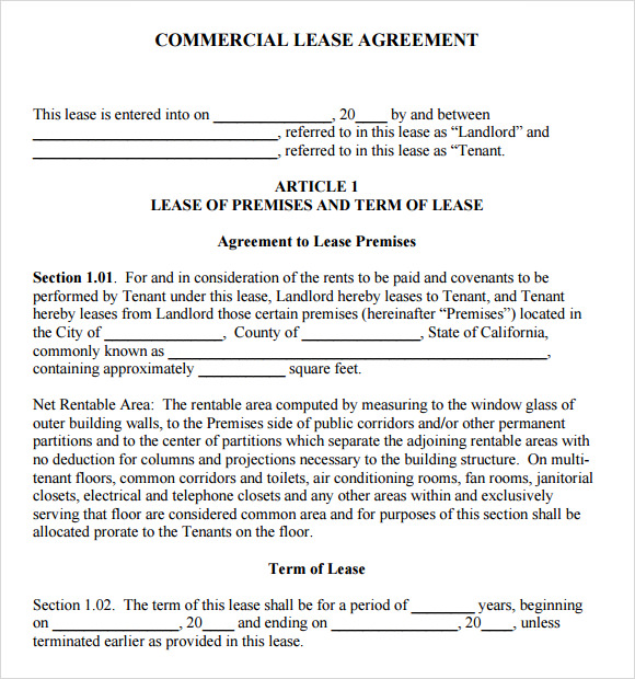 8-sample-commercial-lease-agreements-sample-templates