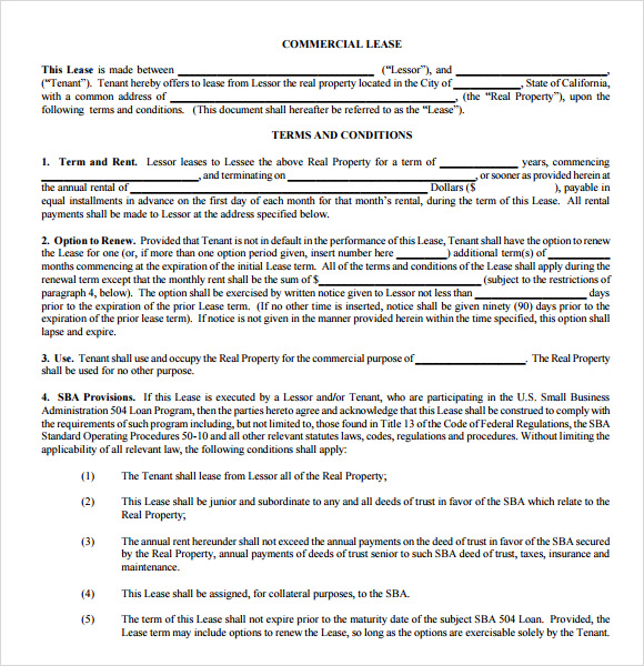 commercial lease agreement pdf