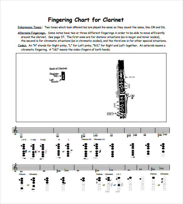 clarinet fingering chart sample pdf