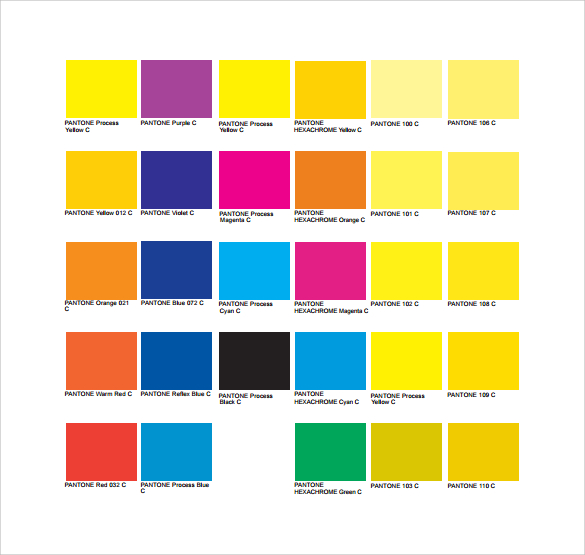 pantone color matching chart