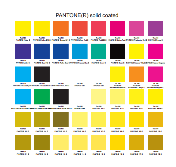 pantone solid coated color chart