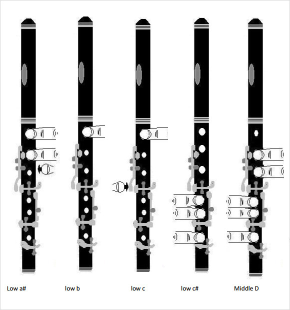 fingering chart for b flat flute