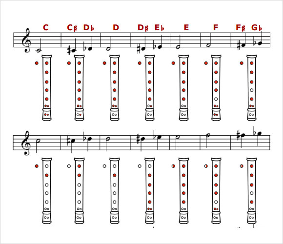 Recorder Finger Placement Chart