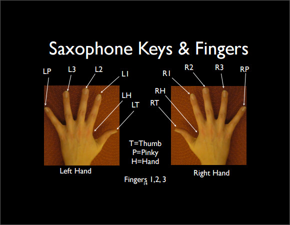 sample saxophone fingering chart template
