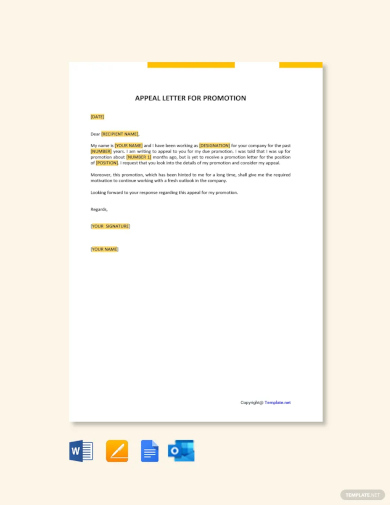 appeal letter for promotion template