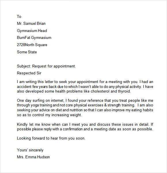 appointment request letter