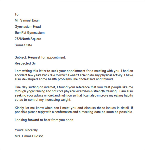 request letter for appointment for product presentation