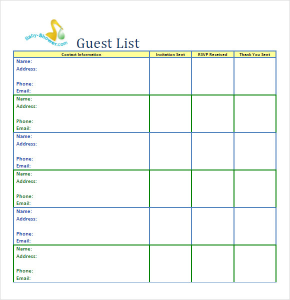 FREE 8 Guest List Samples In PDF MS Word Excel