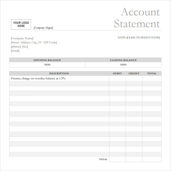 bank statement template pdf