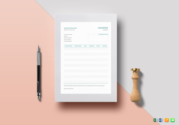 basic sample volunteer timesheet template