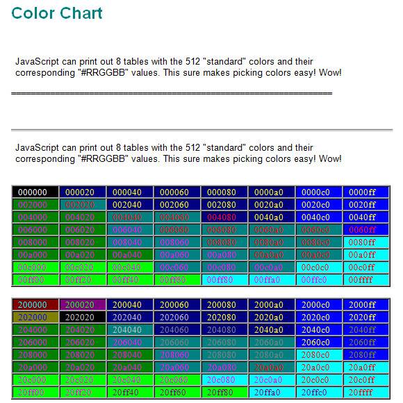 color chart template in ms word