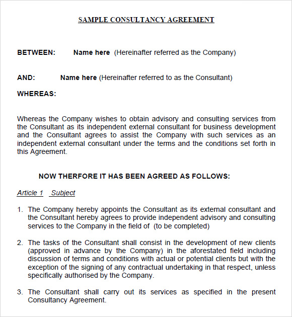 consulting agreement template short