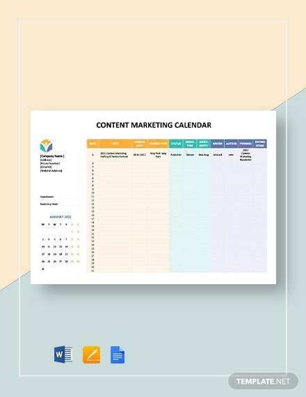 content marketing calendar template