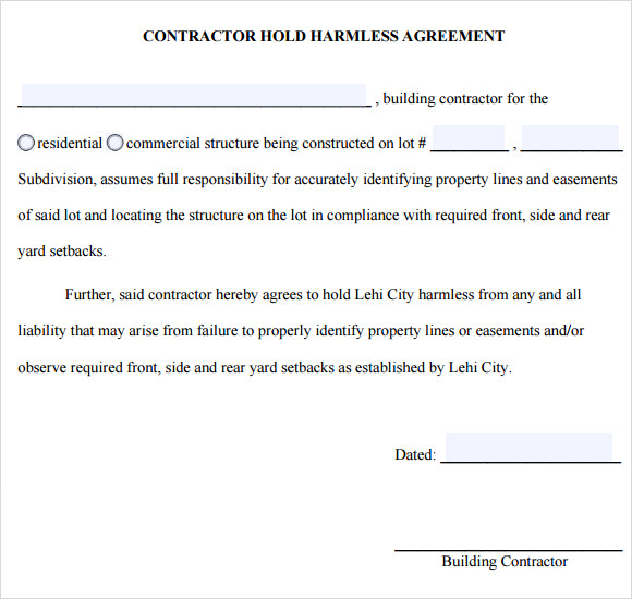 9-sample-hold-harmless-agreements-sample-templates