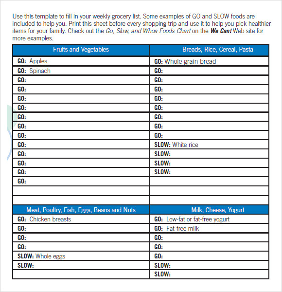 free 8 grocery list samples in pdf ms word excel