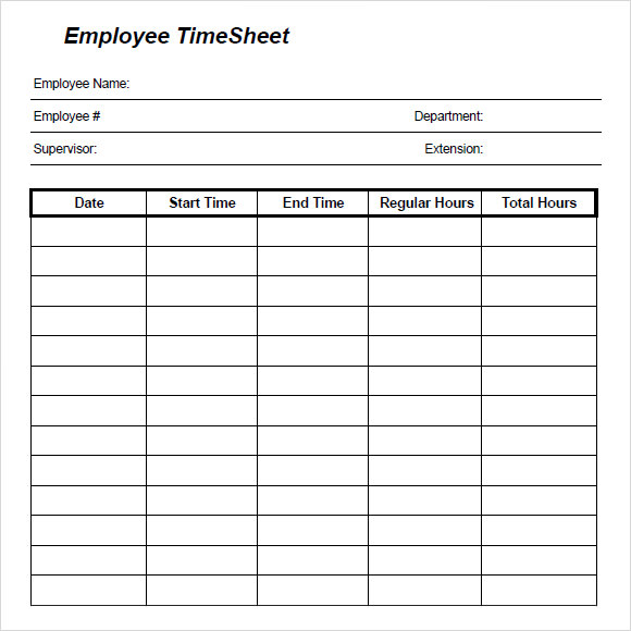 employee blank timesheet template