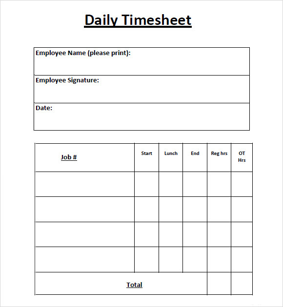 employee daily timesheet template