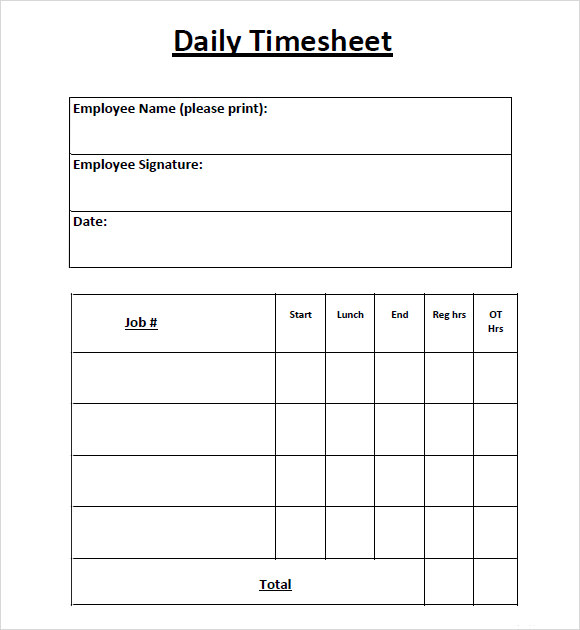 FREE 10+ Sample Daily Timesheet Templates in Google Docs Google