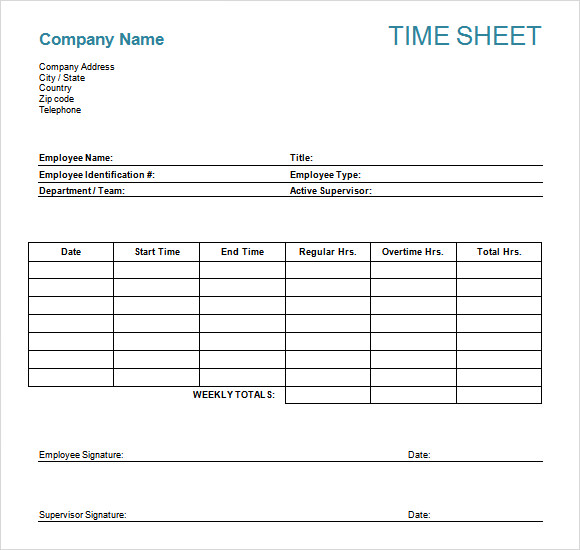 employee timesheet template word