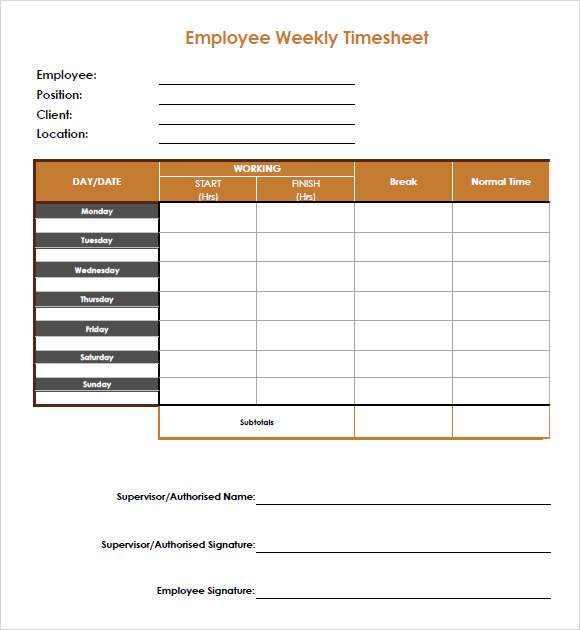 employee weekly timesheet
