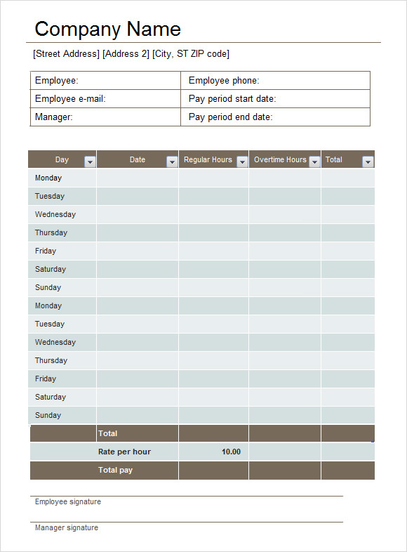 8 Biweekly Timesheet Template – Free Samples , Examples & Format