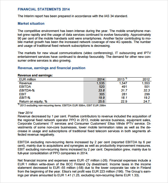 financial statement template pdf