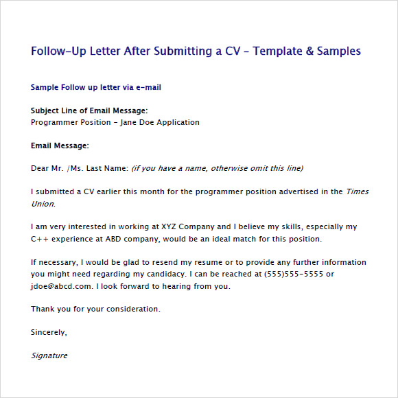 Sample Follow Up Email - 5+ Examples, Format