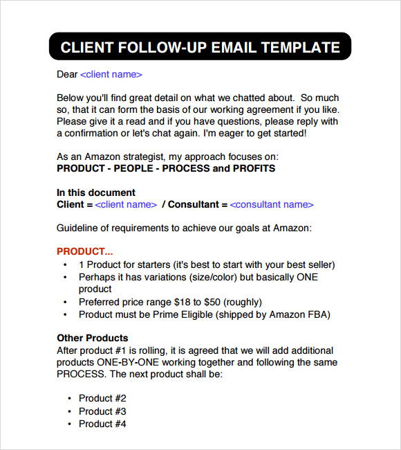 FREE 5 Sample Follow Up Emails In PDF   Follow Up Email Template To Client 