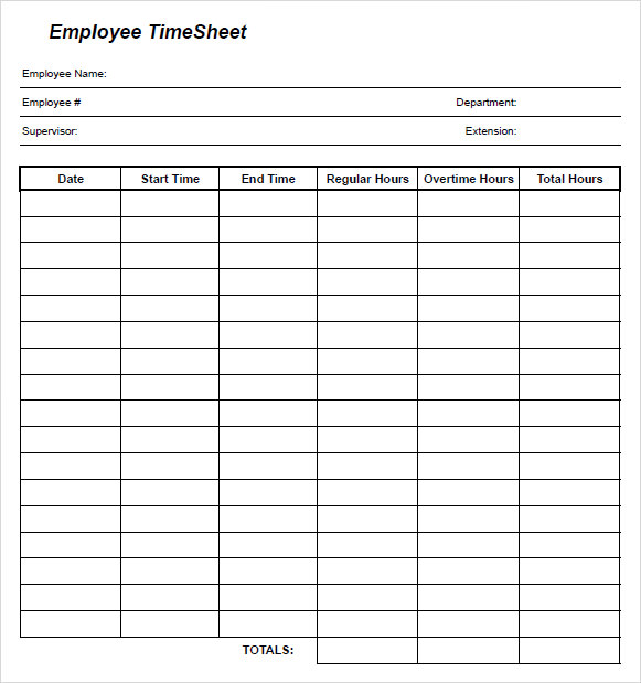 employee time clock sheets