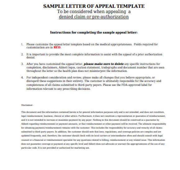 general appeal letter template