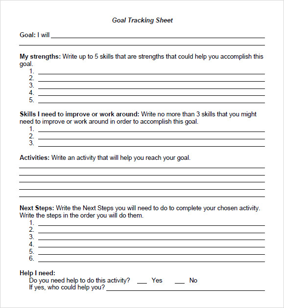 8  Goal Tracking Samples Sample Templates