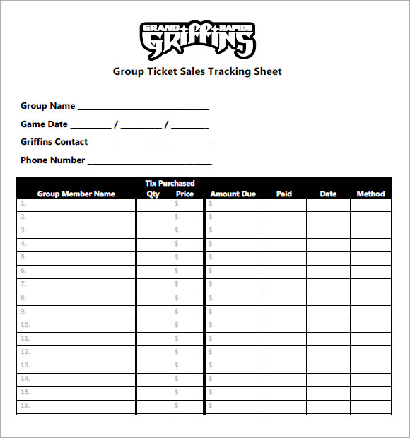 group ticket sales tracking sheet pdf