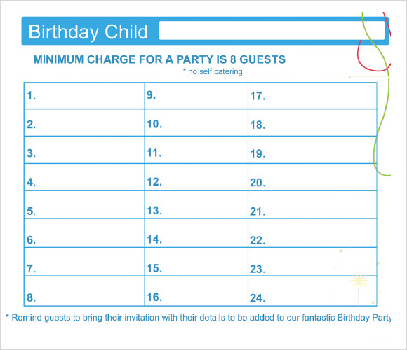 excel guest list template