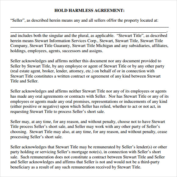 FREE 10  Sample Hold Harmless Agreement Templates in PDF MS Word