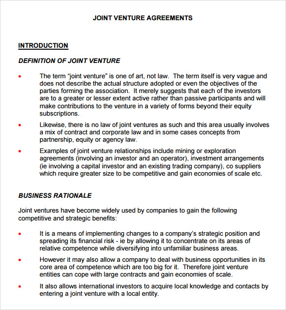 FREE 11+ Sample Joint Venture Agreement Templates in PDF  MS Word 