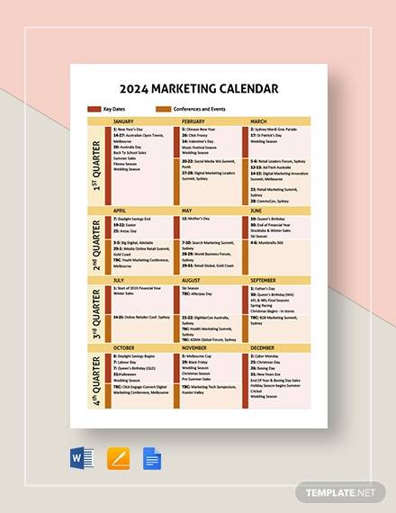 FREE 28+ Sample Marketing Calendar Templates in PDF  MS Word  Google 