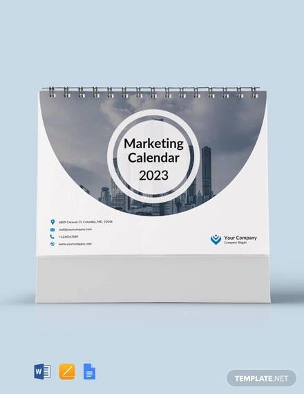 marketing desk calendar template